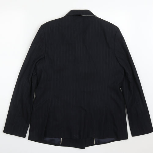 NEXT Womens Blue Striped Polyester Jacket Suit Jacket Size 16