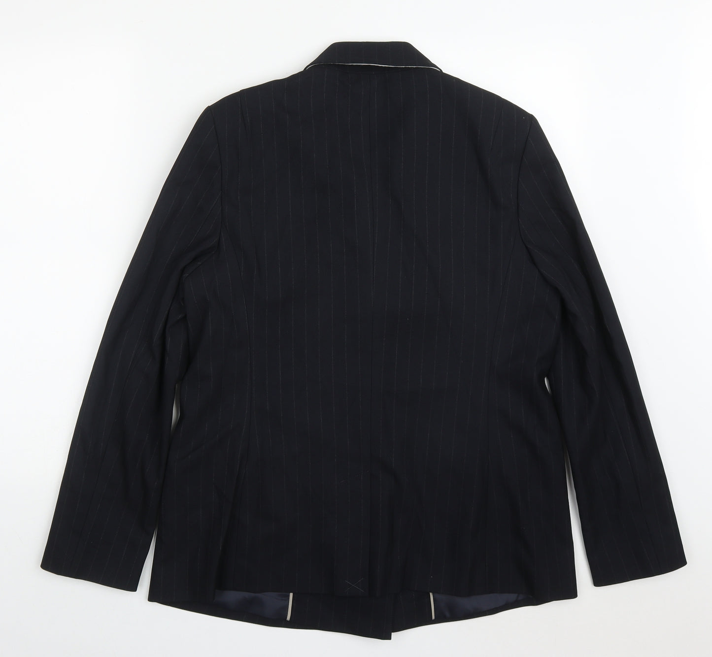 NEXT Womens Blue Striped Polyester Jacket Suit Jacket Size 16
