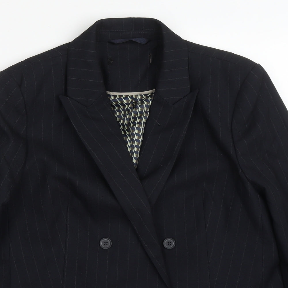 NEXT Womens Blue Striped Polyester Jacket Suit Jacket Size 16