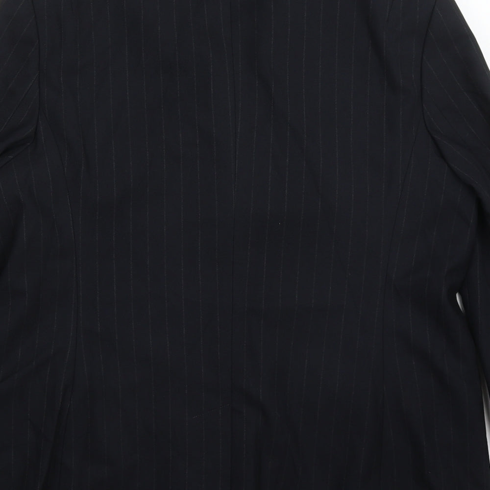 NEXT Womens Blue Striped Polyester Jacket Suit Jacket Size 16