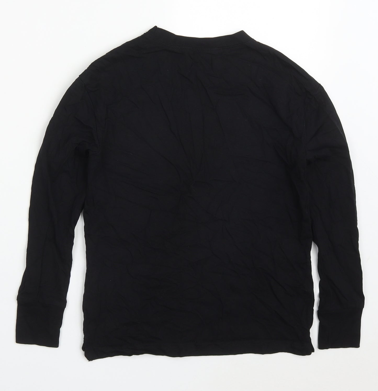 H&M Boys Black  Cotton Basic T-Shirt Size 8-9 Years Crew Neck Pullover - Awesome
