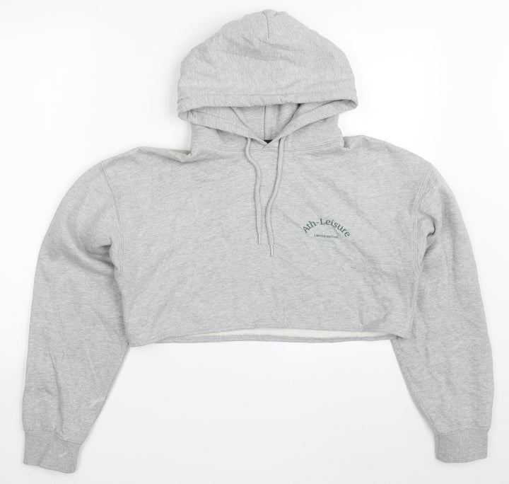 Boohoo Womens Grey Cotton Pullover Hoodie Size S - Ath-leisure