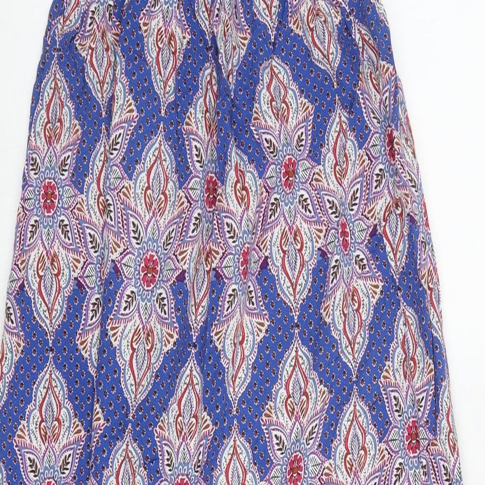 New Look Womens Blue Geometric Viscose Maxi  Size 10  Round Neck Pullover