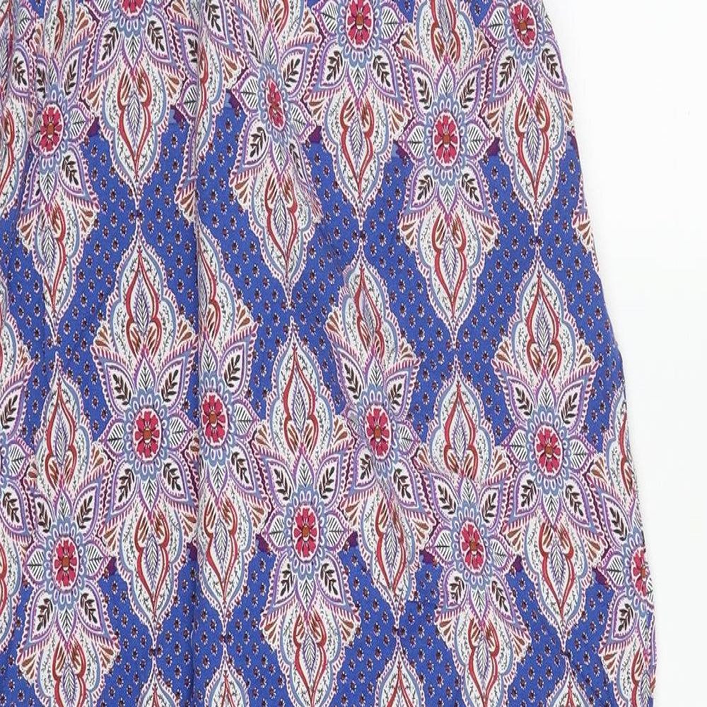 New Look Womens Blue Geometric Viscose Maxi  Size 10  Round Neck Pullover