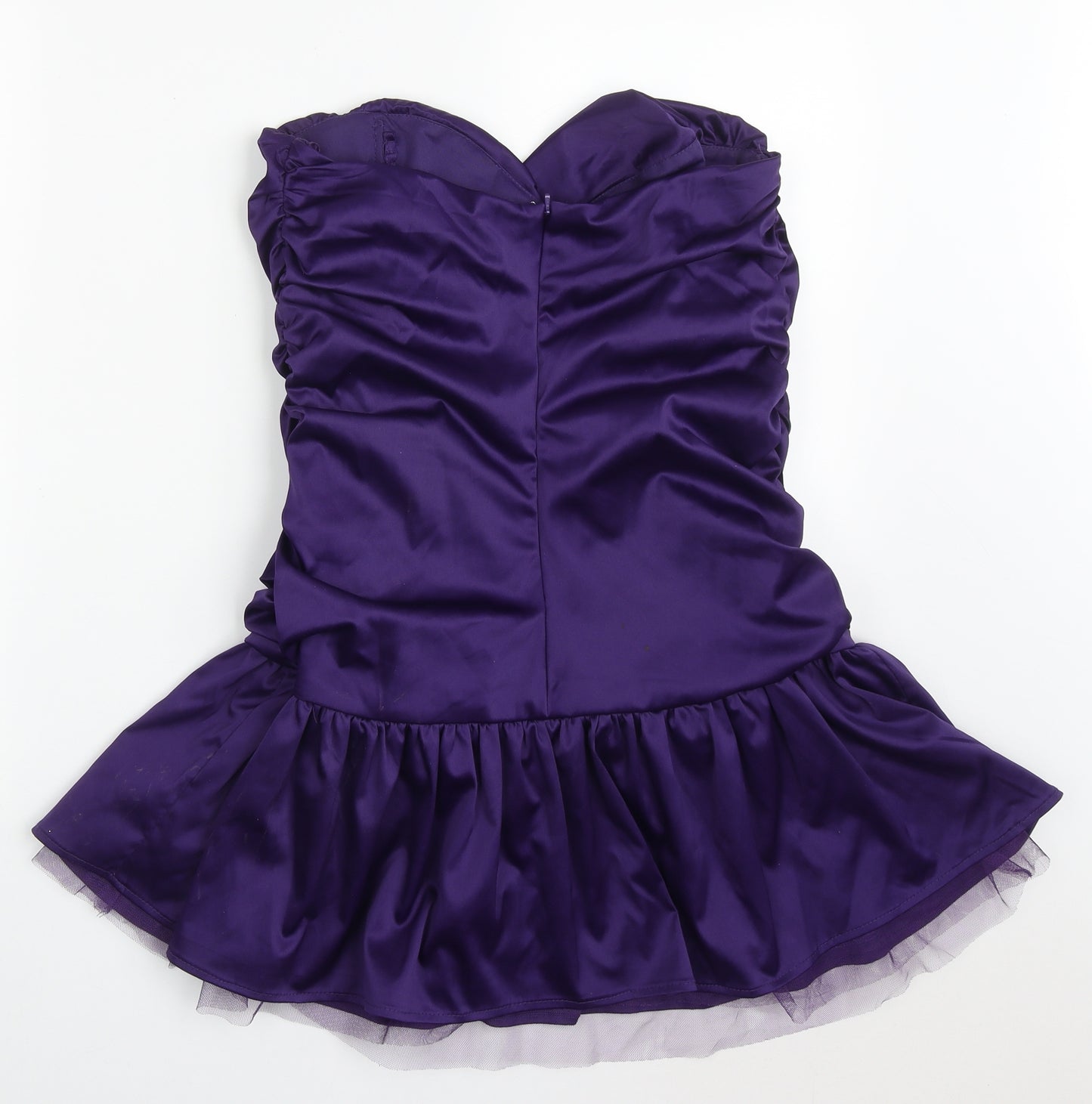 Oli Womens Purple  Nylon Mini  Size 14  Square Neck Zip
