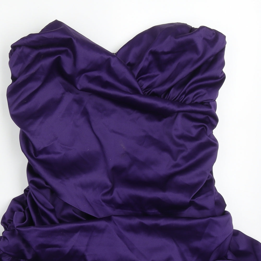 Oli Womens Purple  Nylon Mini  Size 14  Square Neck Zip