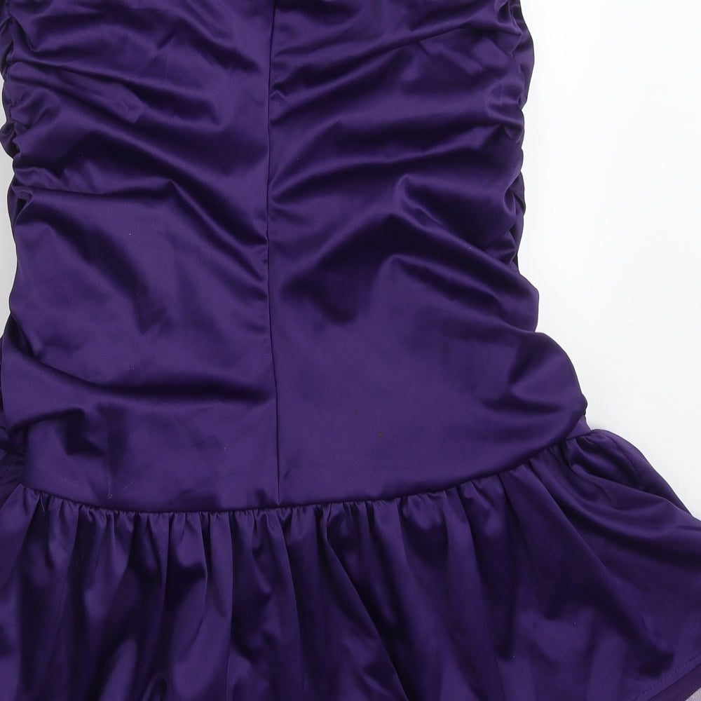 Oli Womens Purple  Nylon Mini  Size 14  Square Neck Zip