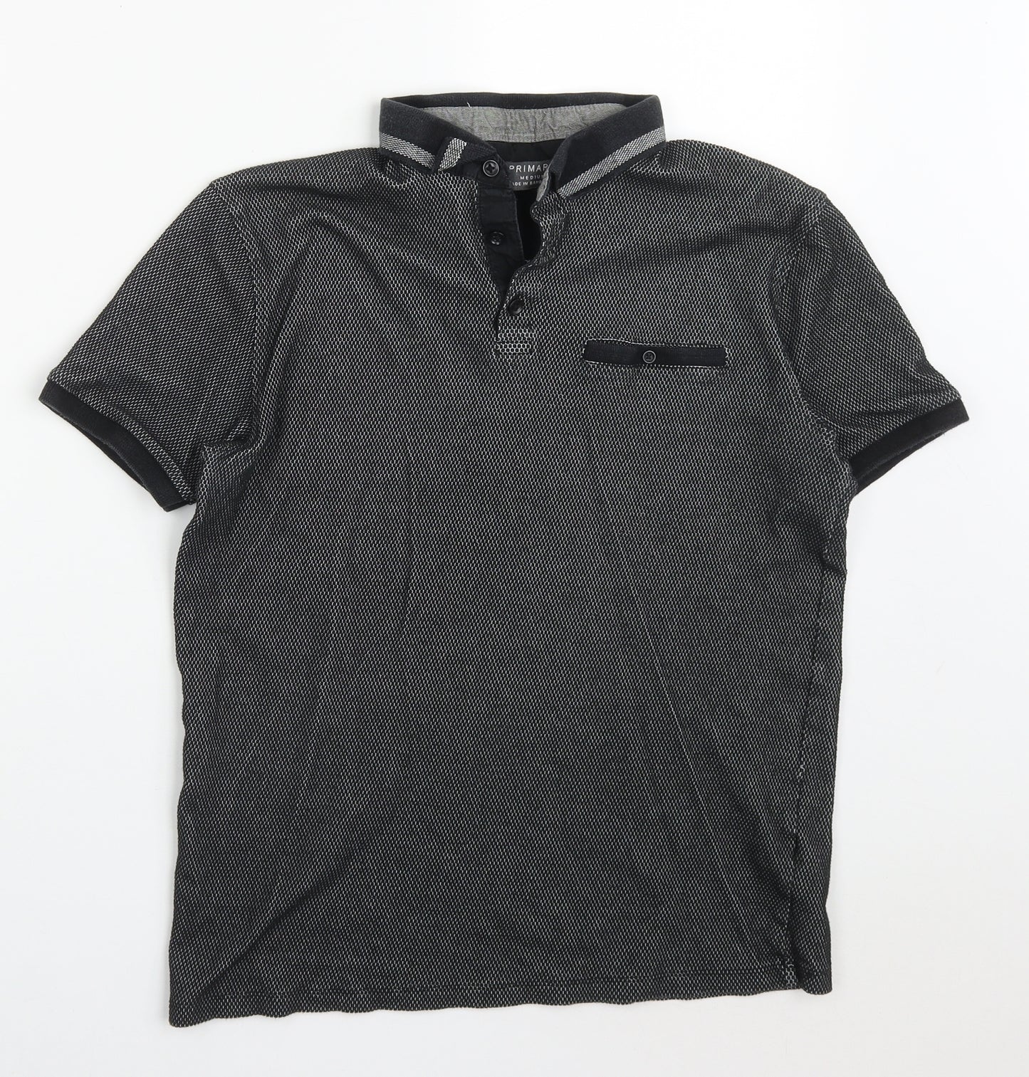 Primark Mens Grey  Cotton  Polo Size M Collared Pullover