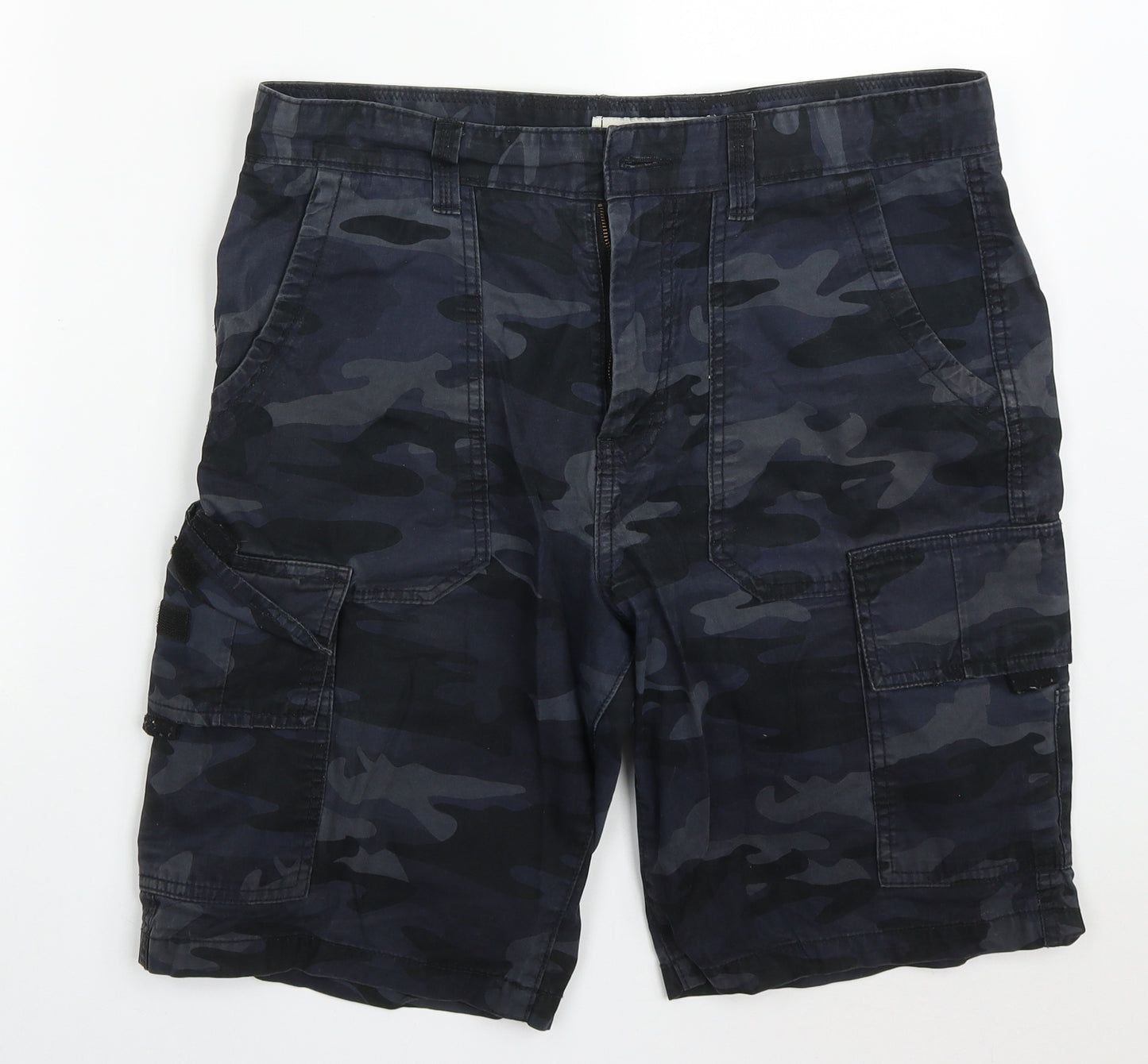 George Mens Blue  Cotton Cargo Shorts Size 34 L10 in Regular Button