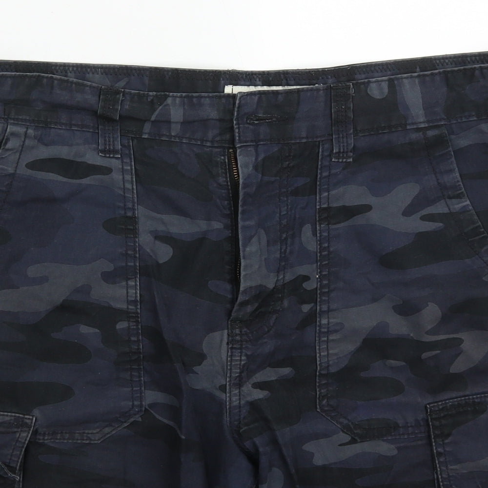 George Mens Blue  Cotton Cargo Shorts Size 34 L10 in Regular Button