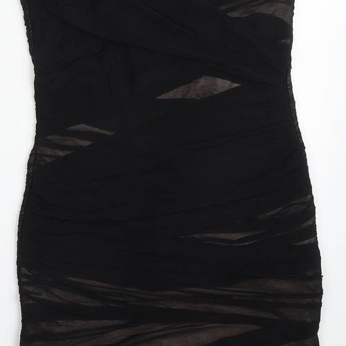 Topshop Womens Black  Polyester Mini  Size 12  Square Neck Zip
