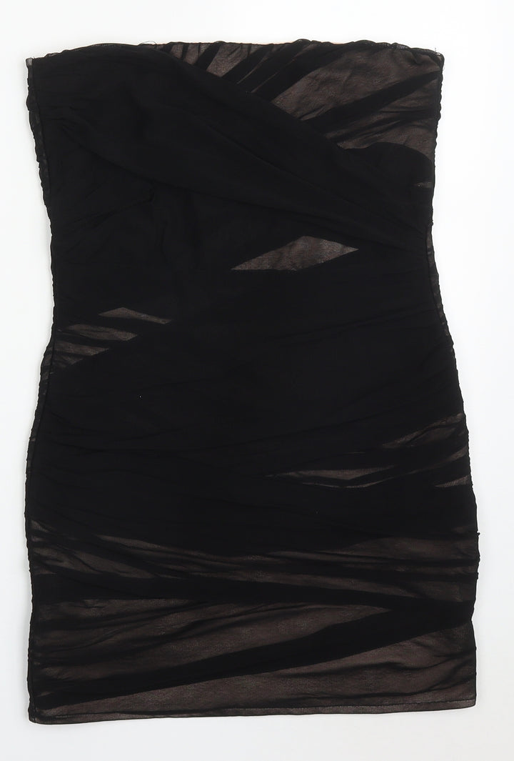 Topshop Womens Black  Polyester Mini  Size 12  Square Neck Zip