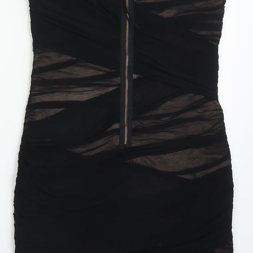 Topshop Womens Black  Polyester Mini  Size 12  Square Neck Zip