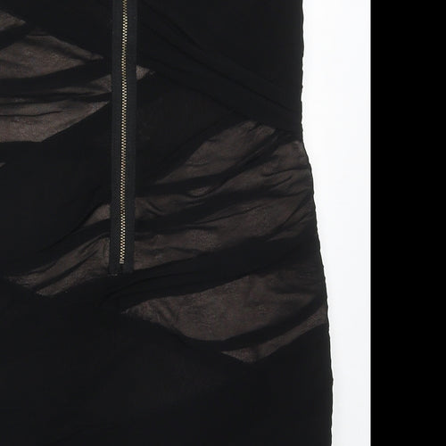 Topshop Womens Black  Polyester Mini  Size 12  Square Neck Zip