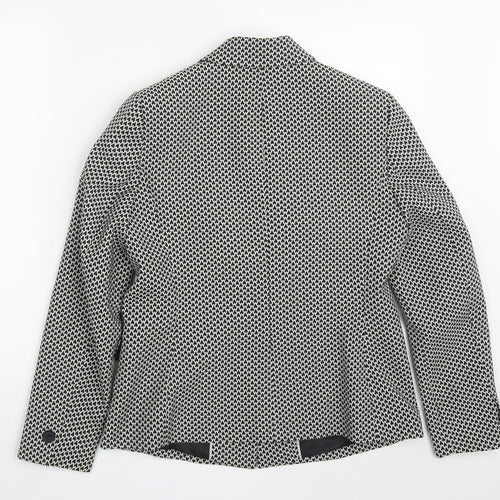 Marks and Spencer Womens Black Geometric Polyester Jacket Suit Jacket Size 12   - Black and White