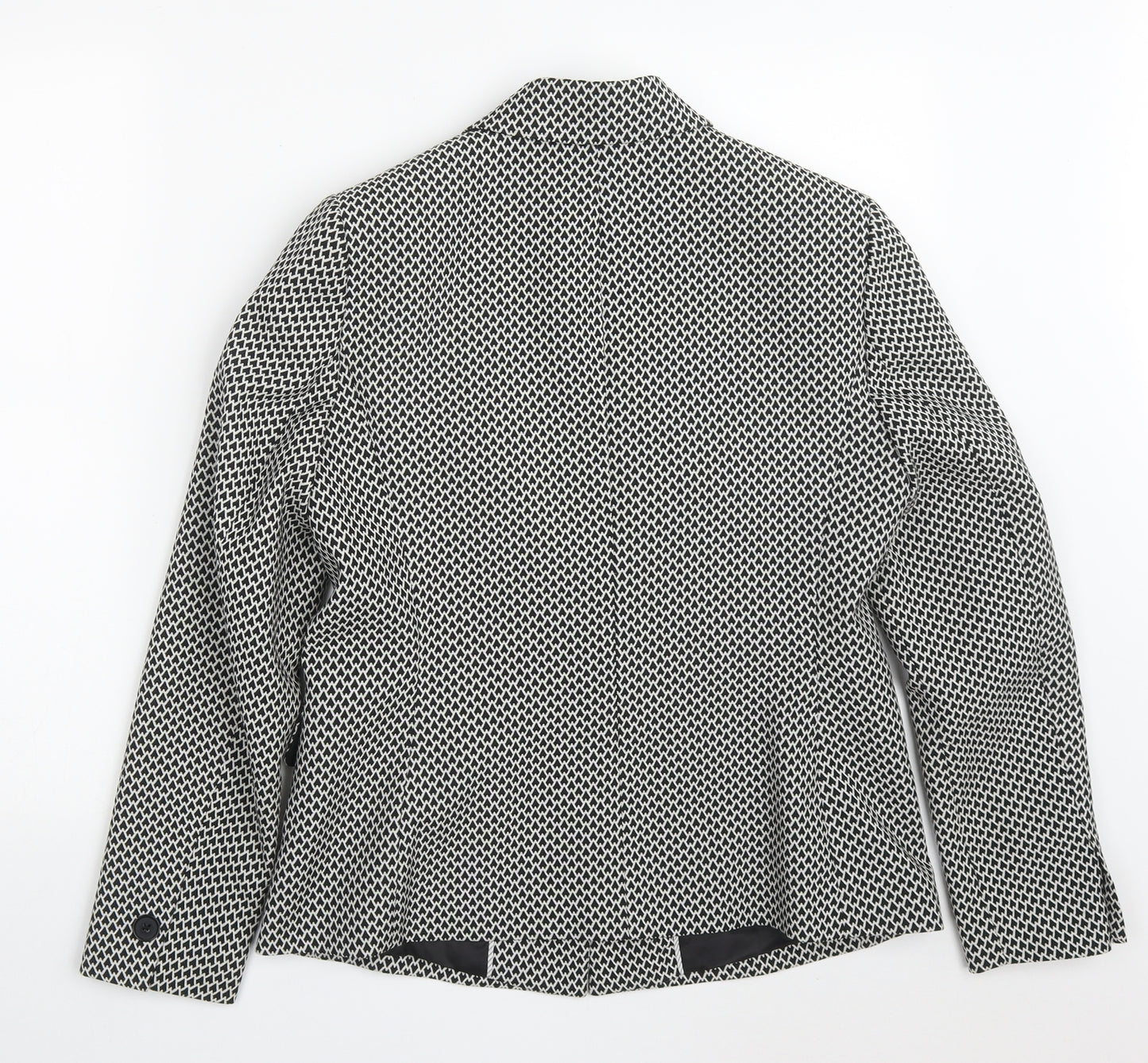 Marks and Spencer Womens Black Geometric Polyester Jacket Suit Jacket Size 12   - Black and White