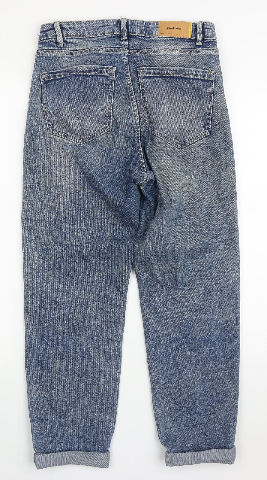 Stradivarius Womens Blue  Cotton Mom Jeans Size 10 L25 in Regular Button