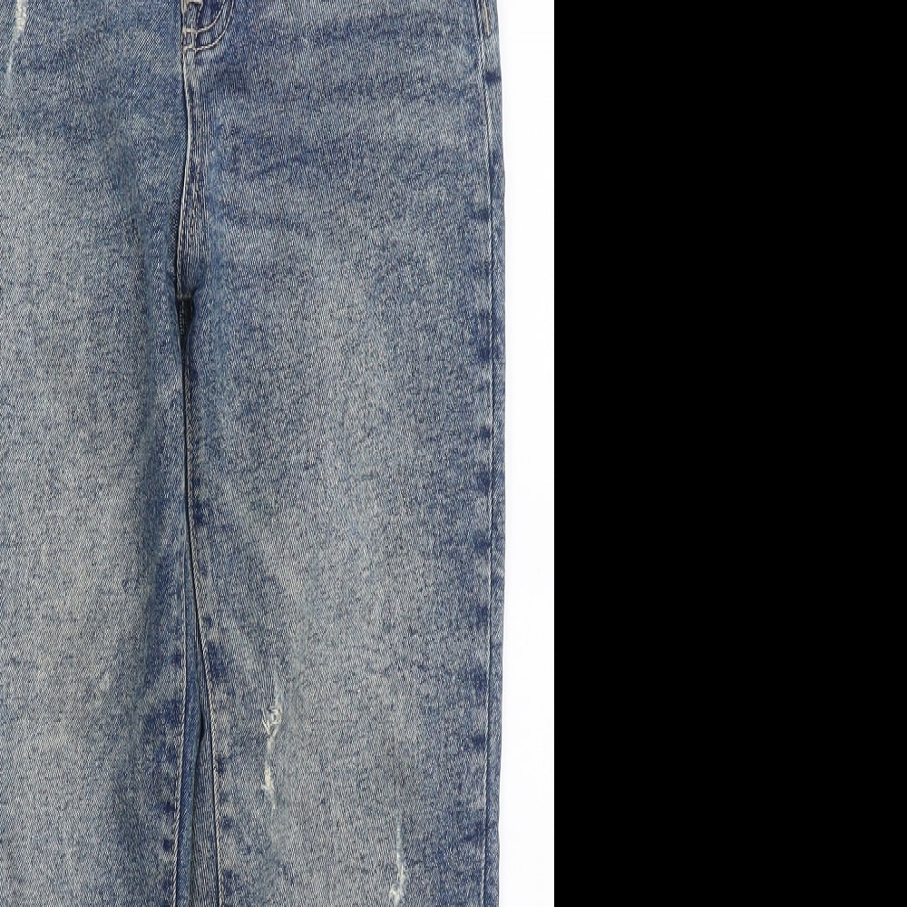 Stradivarius Womens Blue  Cotton Mom Jeans Size 10 L25 in Regular Button