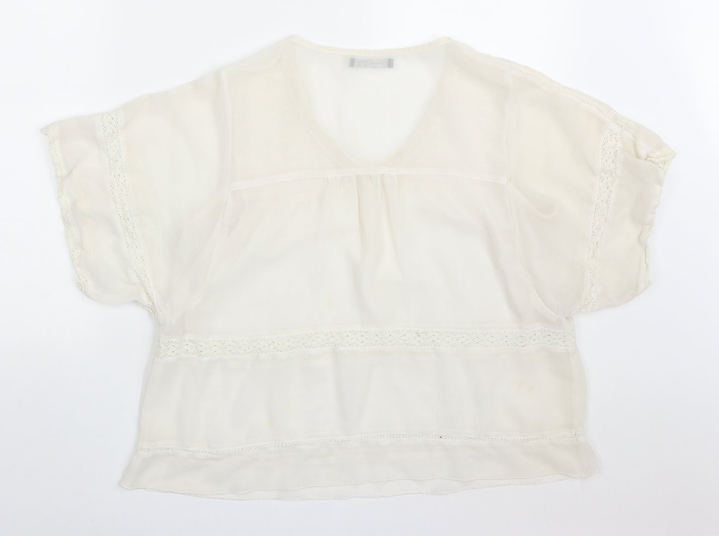 Atmosphere Womens White  Polyester Basic Blouse Size 14 V-Neck