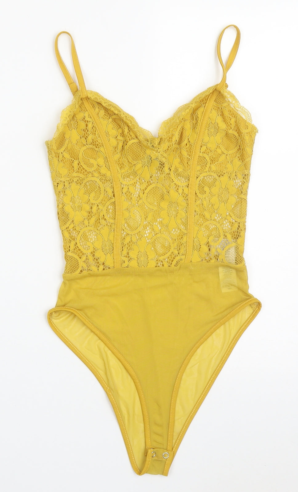 New Look Womens Yellow  Nylon Bodysuit One-Piece Size 10  Button