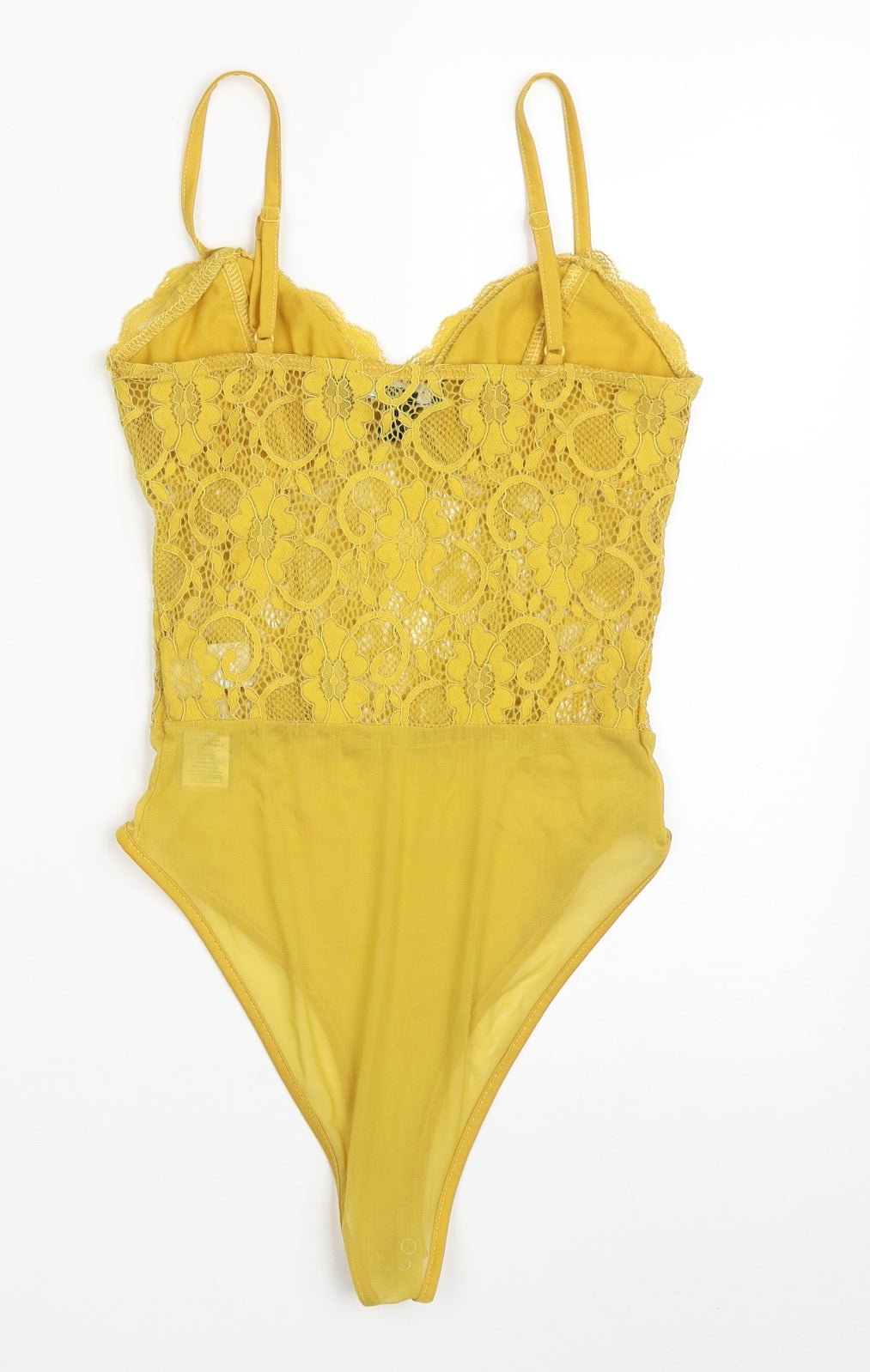 New Look Womens Yellow  Nylon Bodysuit One-Piece Size 10  Button