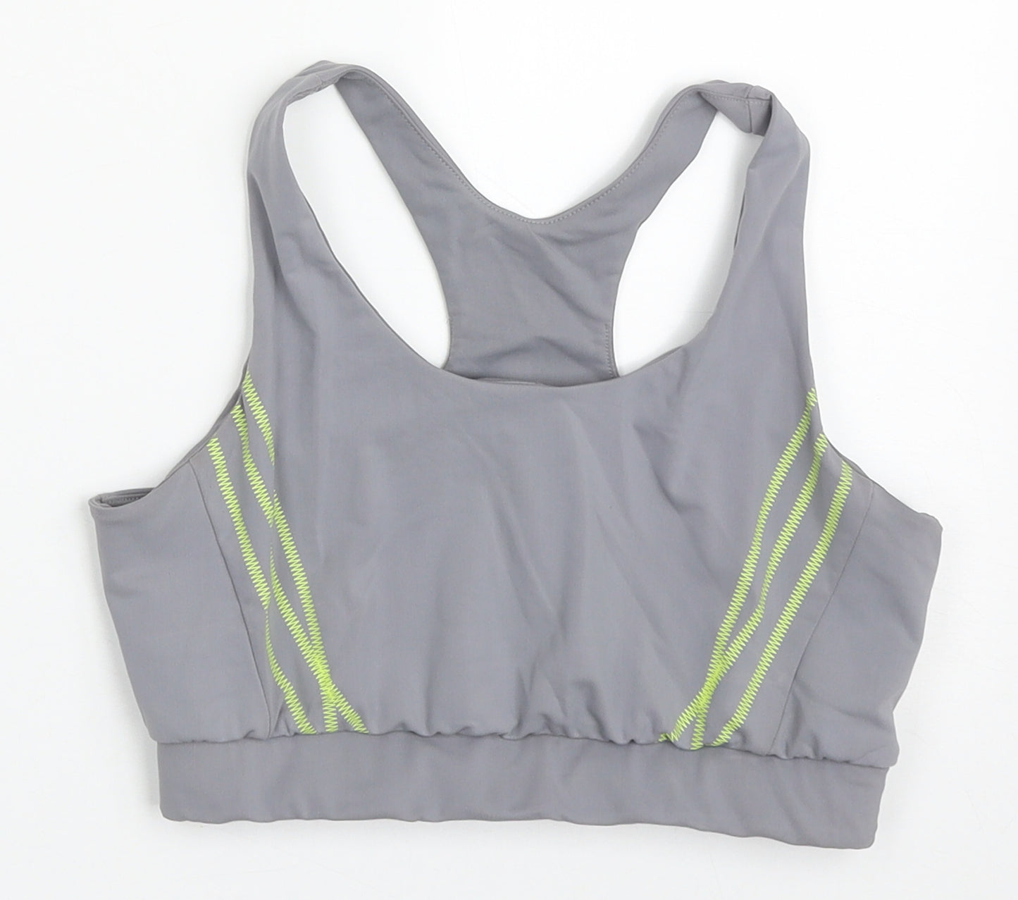 Primark Womens Grey  Nylon Cropped Tank Size 10 Round Neck Pullover - Sports Bra