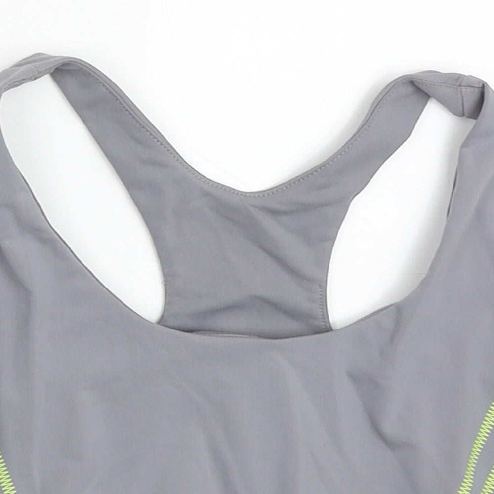 Primark Womens Grey  Nylon Cropped Tank Size 10 Round Neck Pullover - Sports Bra