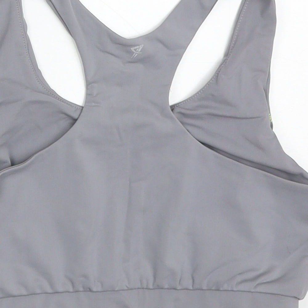 Primark Womens Grey  Nylon Cropped Tank Size 10 Round Neck Pullover - Sports Bra