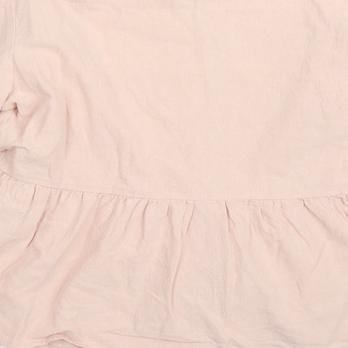 SheIn Womens Pink  Polyester Basic Button-Up Size S V-Neck