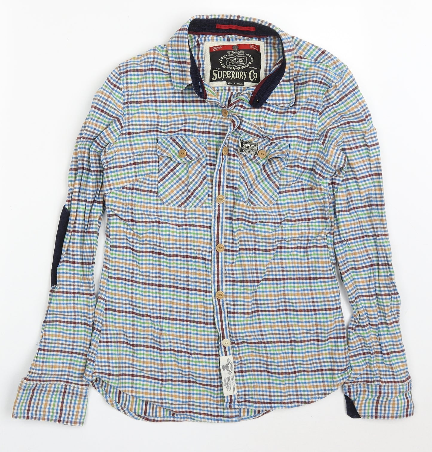 Superdry Womens Multicoloured Check Cotton Basic Button-Up Size M Collared
