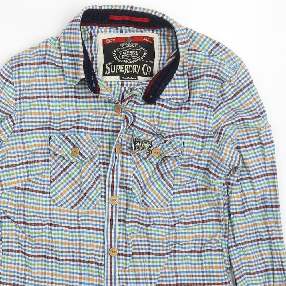 Superdry Womens Multicoloured Check Cotton Basic Button-Up Size M Collared