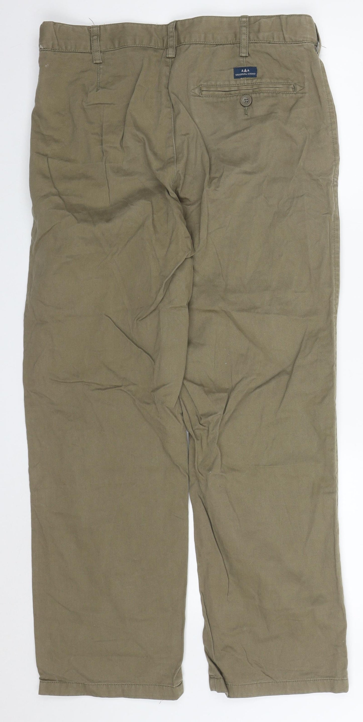 BHS Mens Green  Cotton Trousers  Size 32 L29 in Regular Button