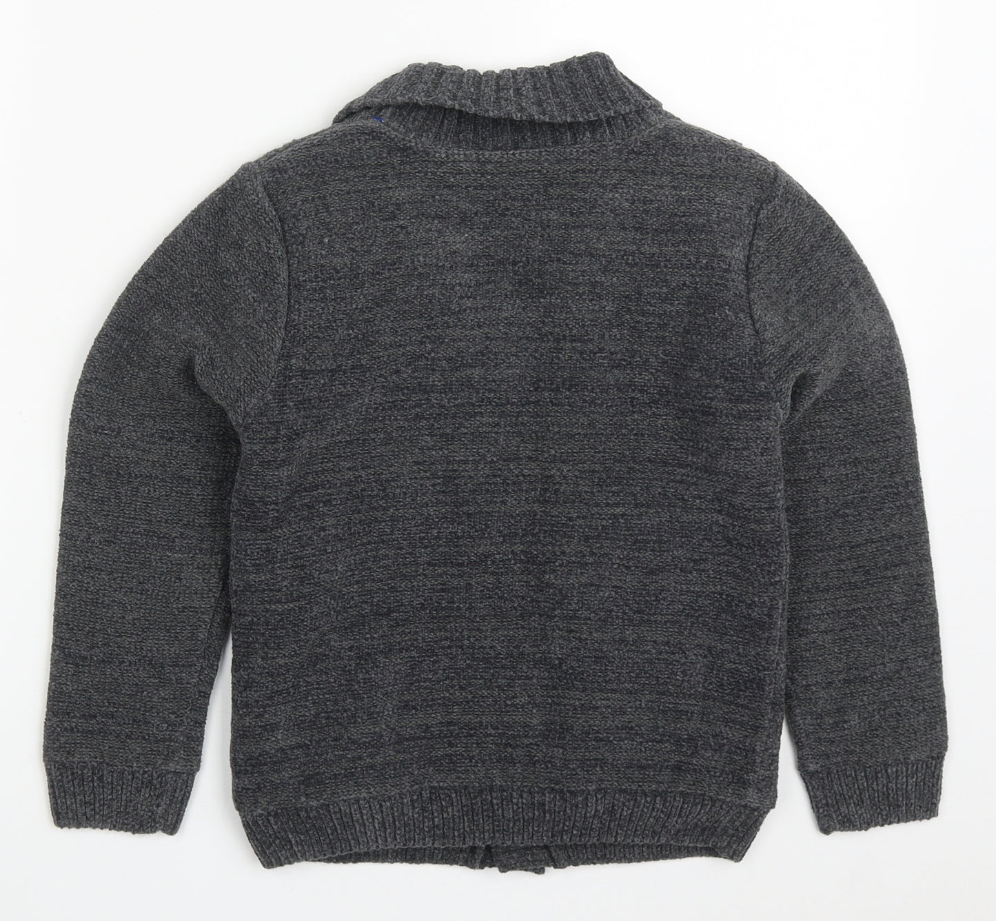 Nutmeg Boys Grey V-Neck  Polyester Cardigan Jumper Size 7-8 Years  Button