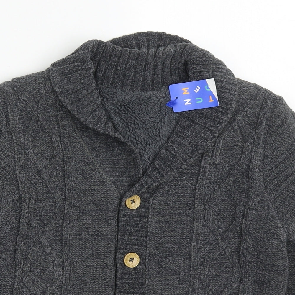 Nutmeg Boys Grey V-Neck  Polyester Cardigan Jumper Size 7-8 Years  Button