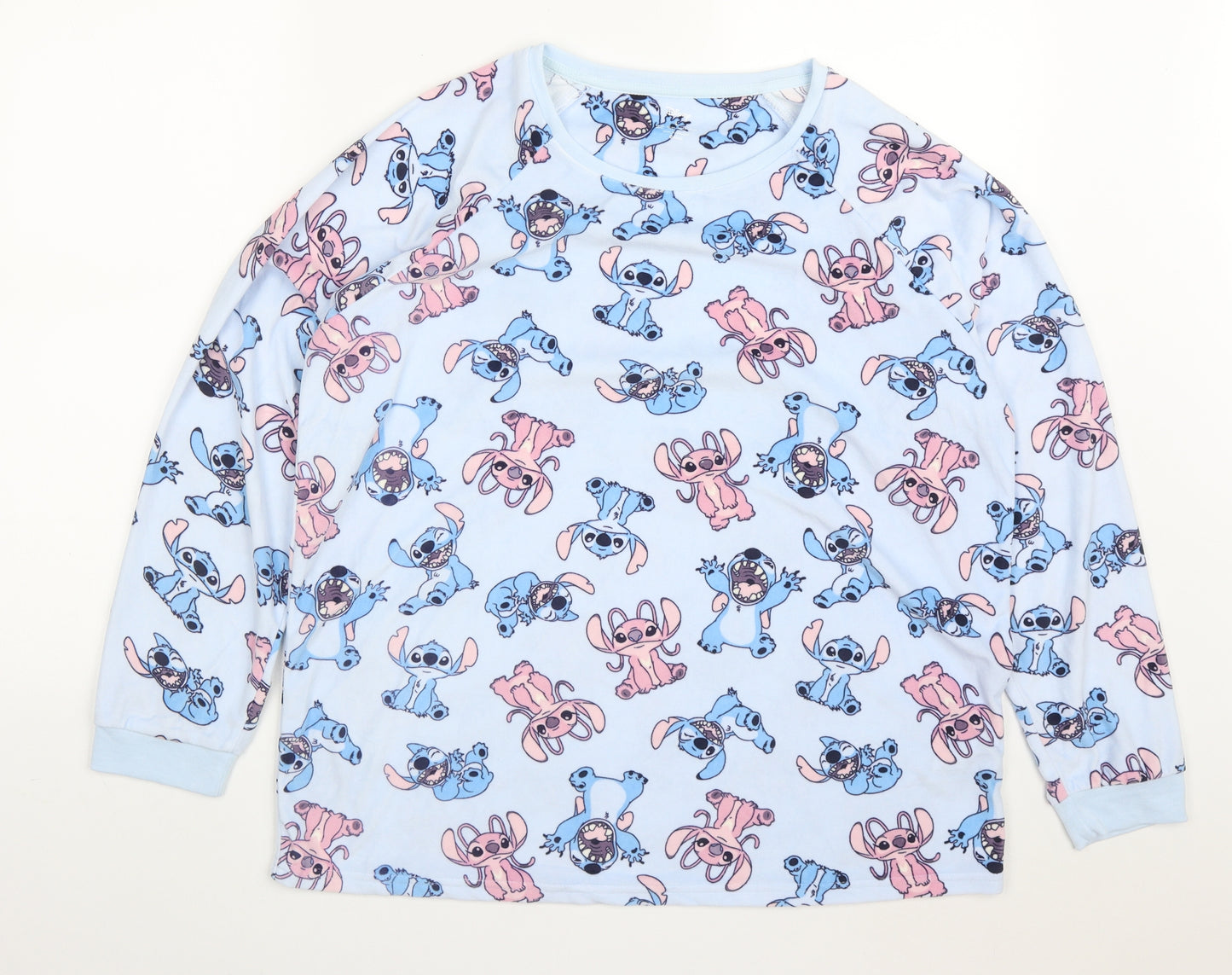 Primark Womens Blue Solid Polyester Top Pyjama Top Size 14   - Lilo & Stitch