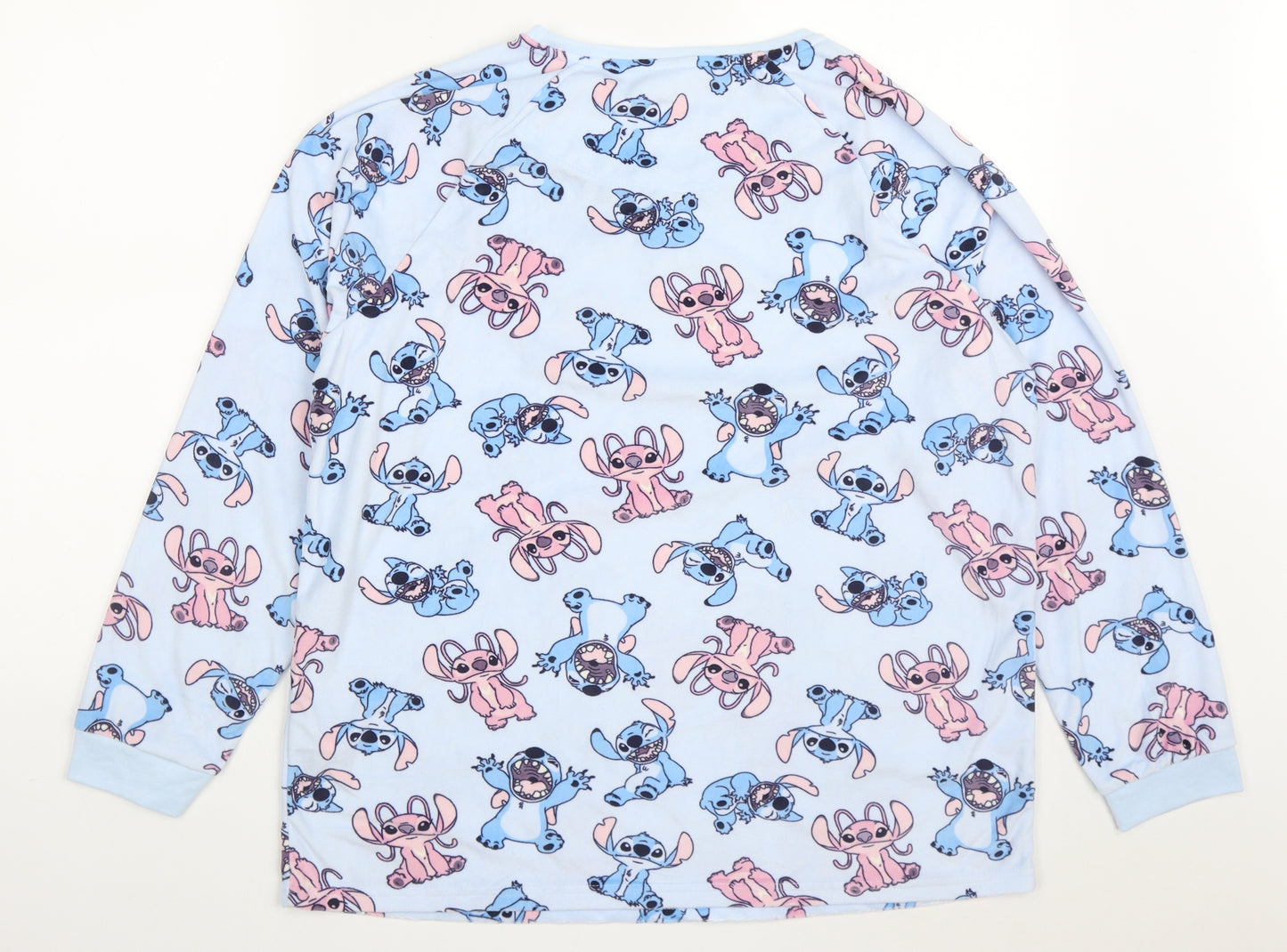 Primark Womens Blue Solid Polyester Top Pyjama Top Size 14   - Lilo & Stitch
