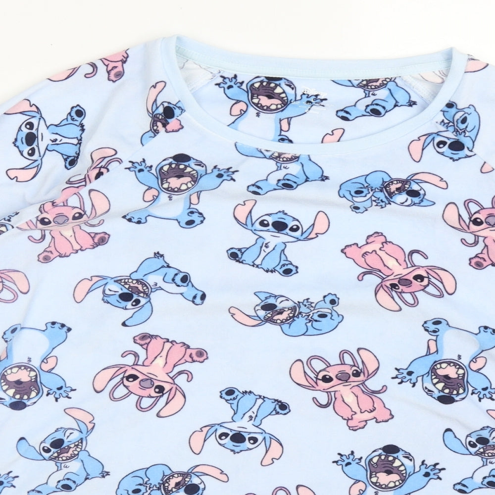 Primark Womens Blue Solid Polyester Top Pyjama Top Size 14   - Lilo & Stitch