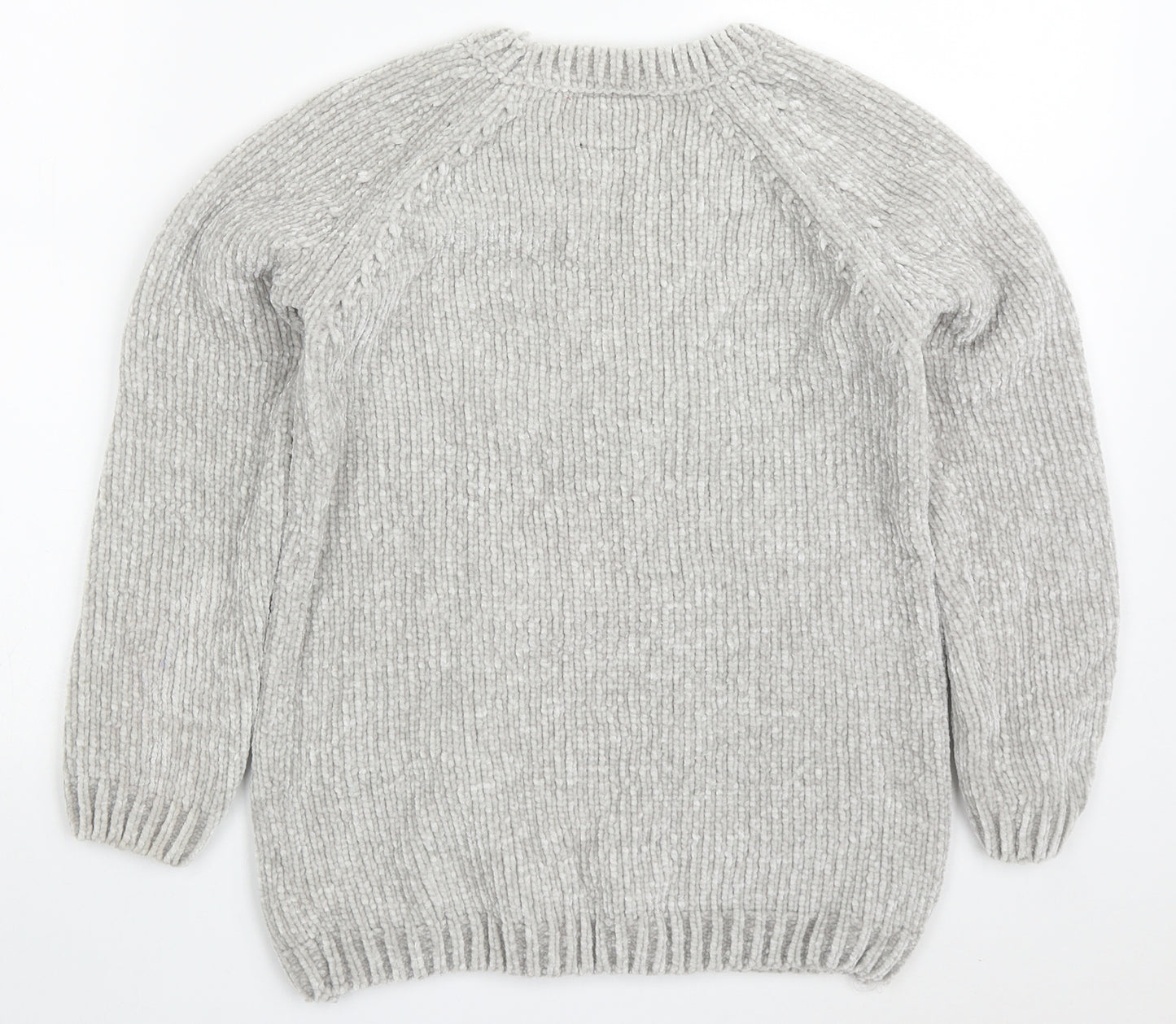 Primark Girls Grey Round Neck  Polyester Pullover Jumper Size 11-12 Years  Pullover - Christmas Flamingo