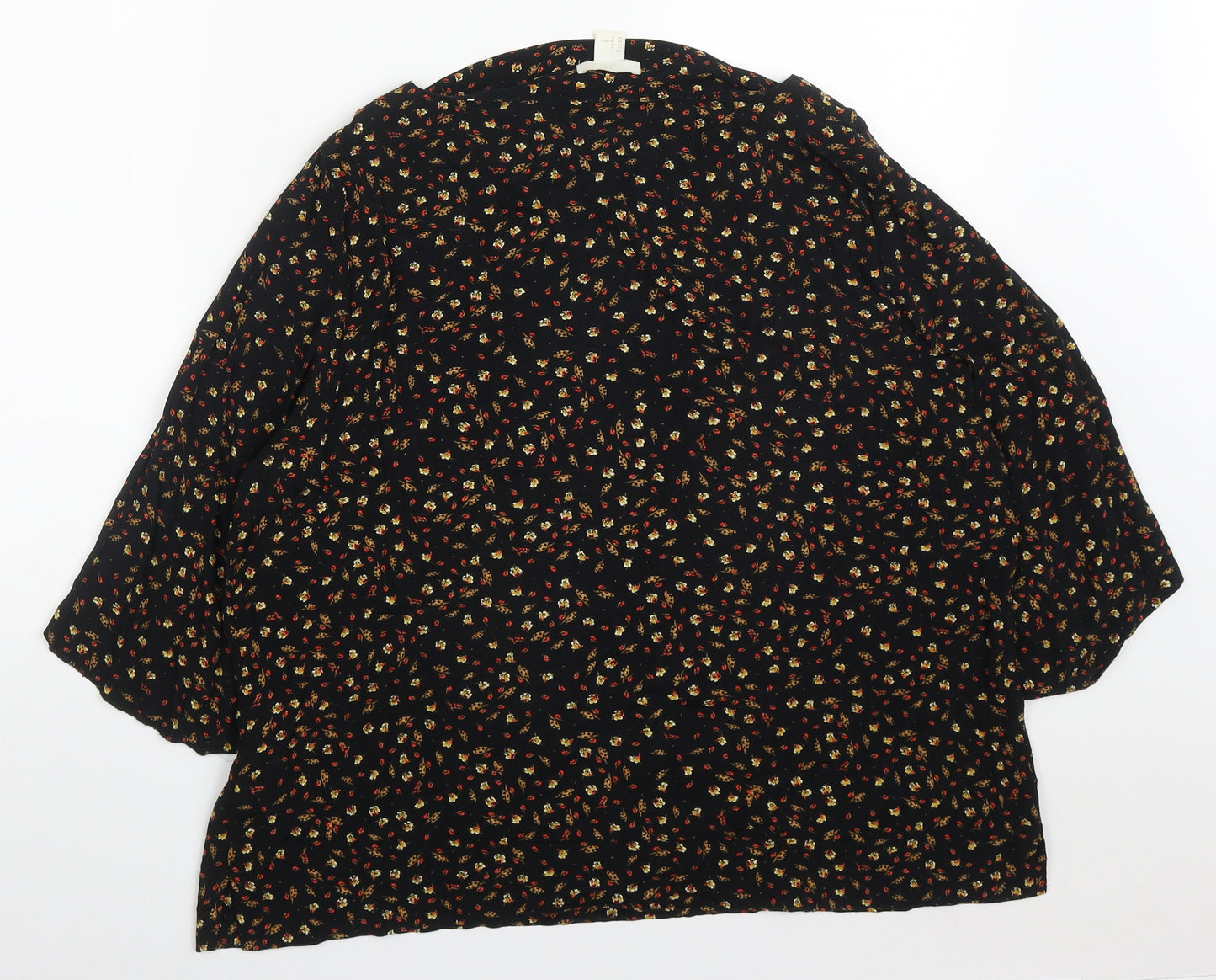 H&M Womens Multicoloured Floral Viscose Basic Blouse Size 16 Round Neck