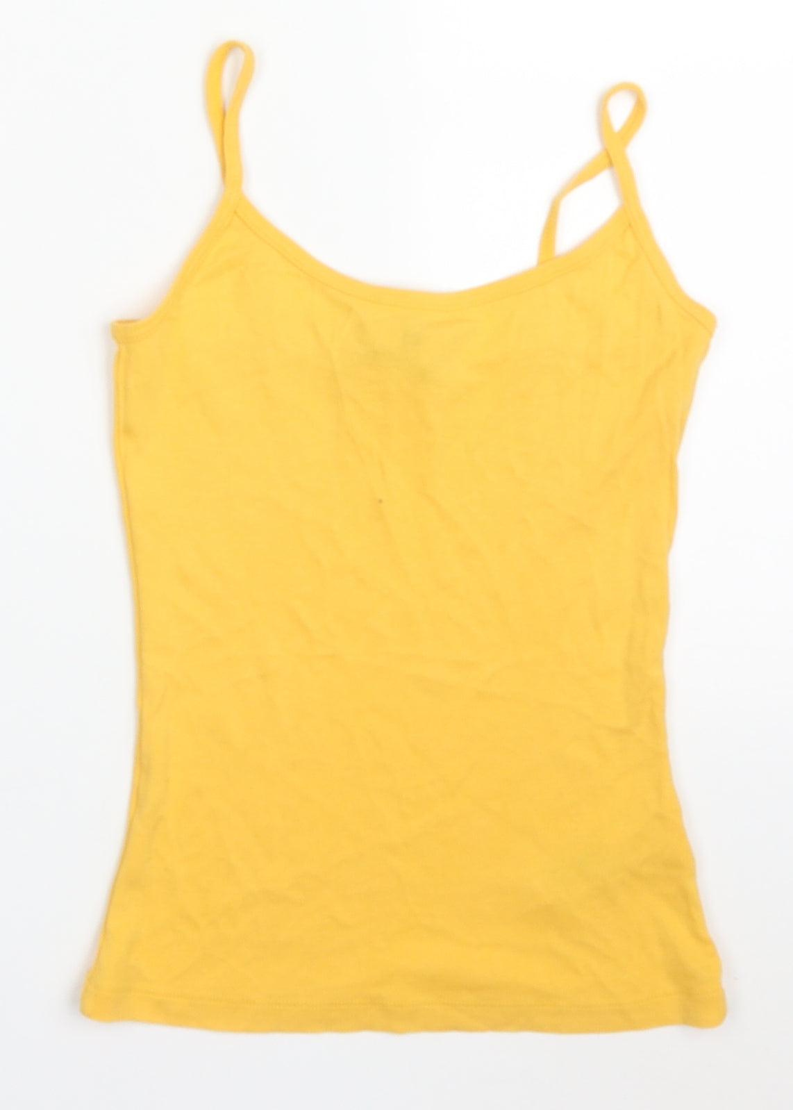 New Look Womens Yellow  Cotton Basic Tank Size XS Round Neck