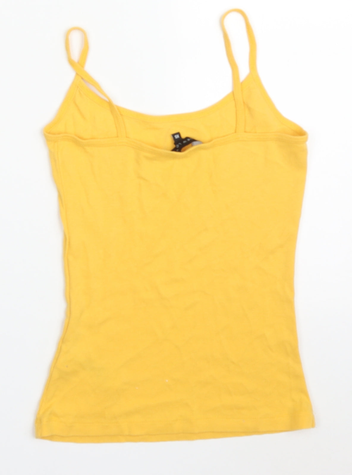 New Look Womens Yellow  Cotton Basic Tank Size XS Round Neck