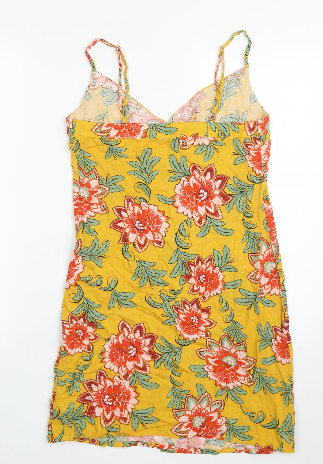 Primark Womens Multicoloured Floral Viscose Tank Dress  Size 6  V-Neck Button