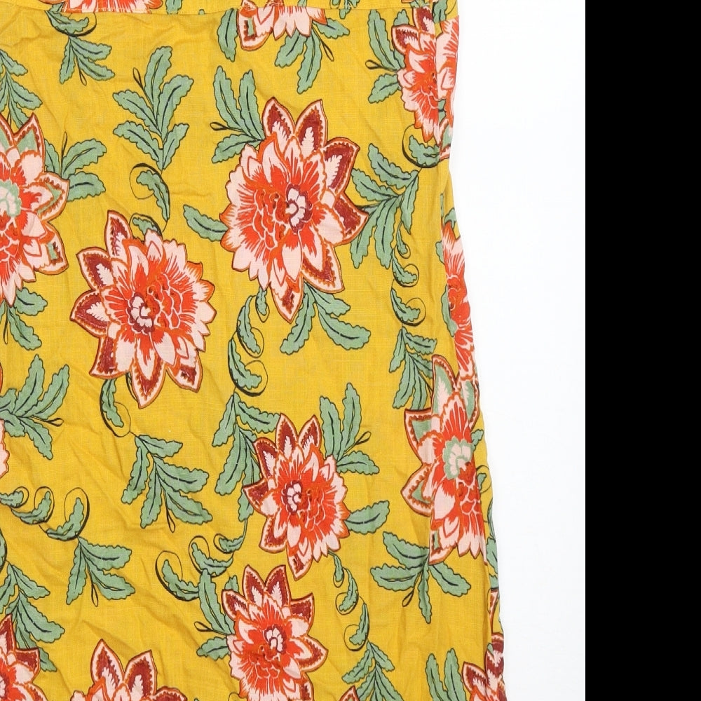 Primark Womens Multicoloured Floral Viscose Tank Dress  Size 6  V-Neck Button
