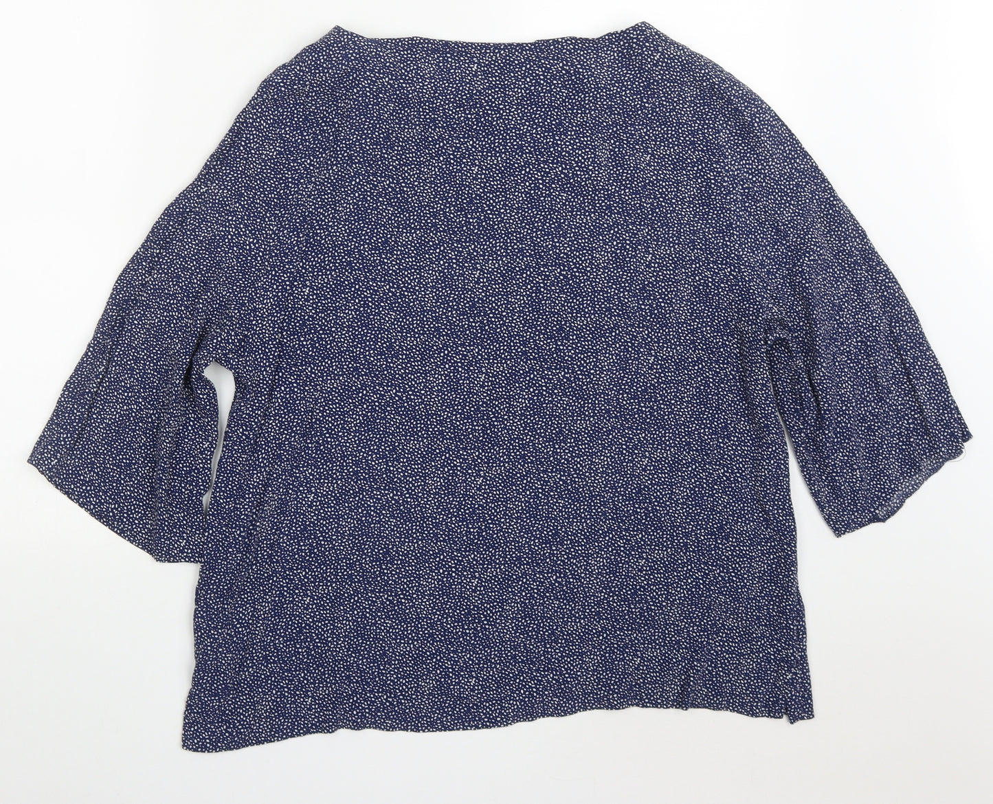 H&M Womens Blue Polka Dot Viscose Basic Blouse Size 16 Round Neck