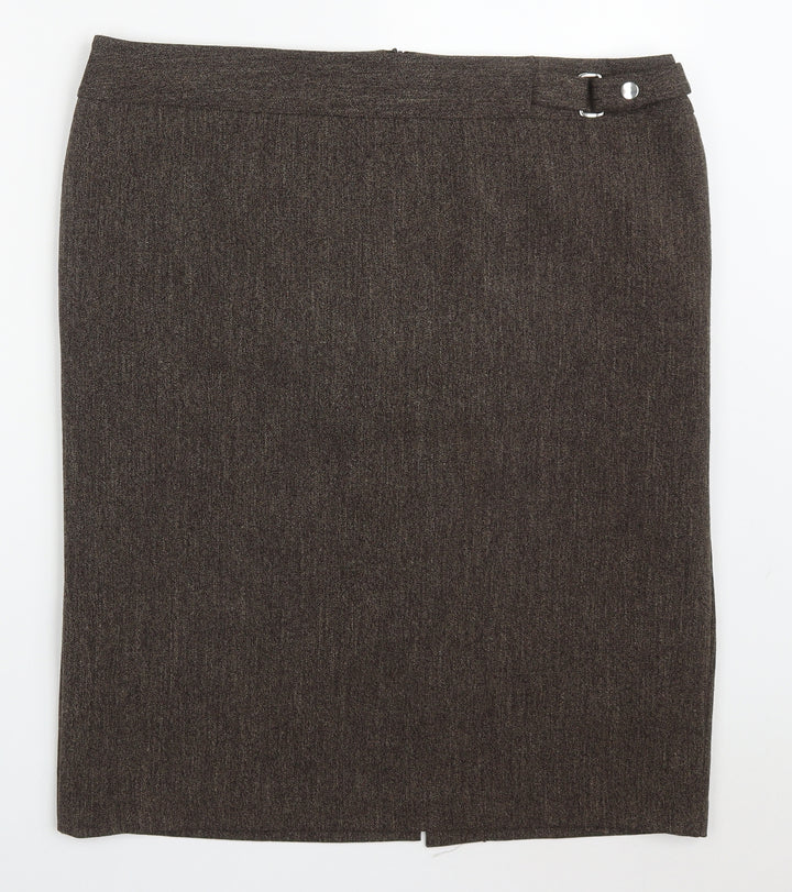 TWIGGY Womens Brown Polyester Straight & Pencil Skirt Size 40 in Zip