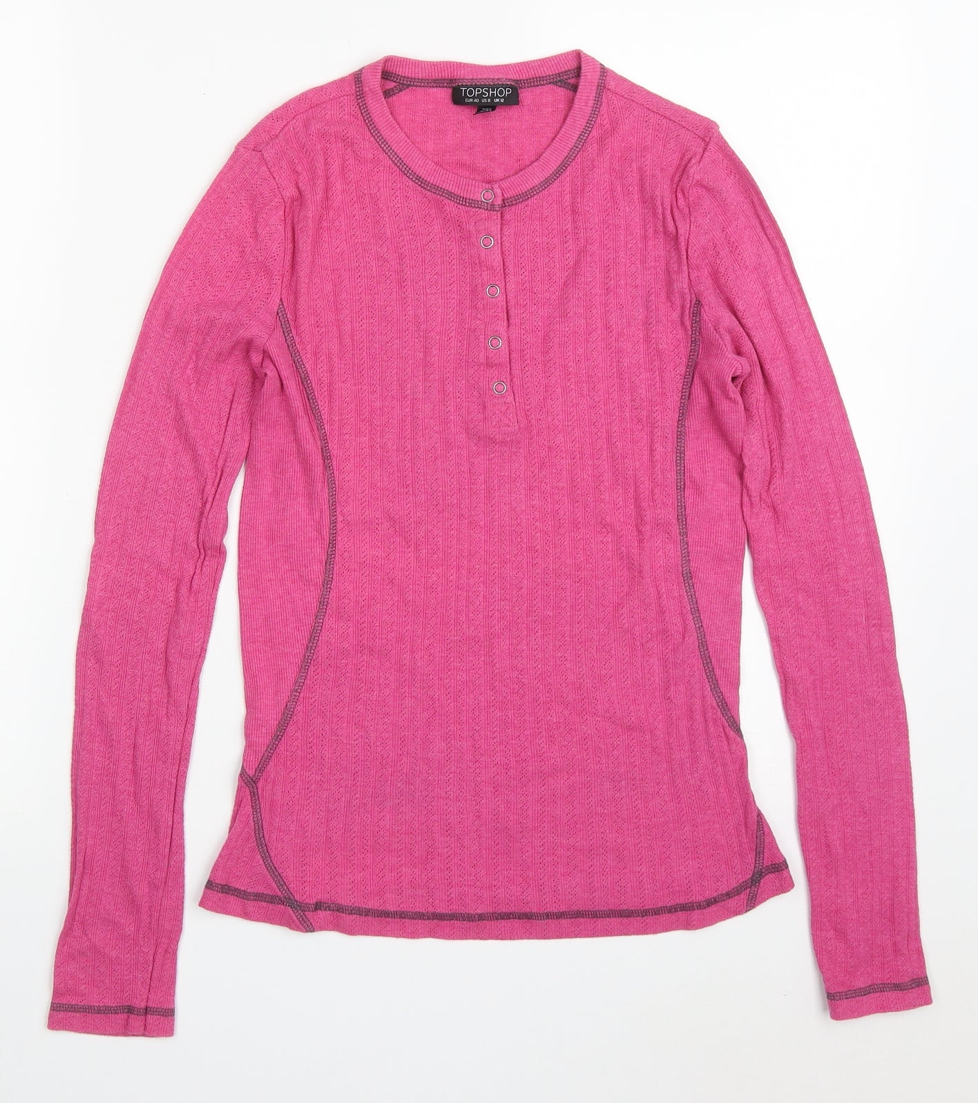 Topshop Womens Pink Solid Cotton Top Pyjama Top Size 12