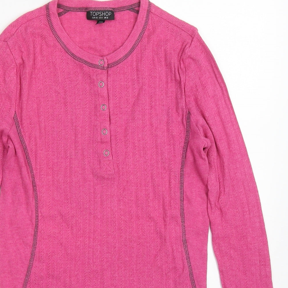Topshop Womens Pink Solid Cotton Top Pyjama Top Size 12