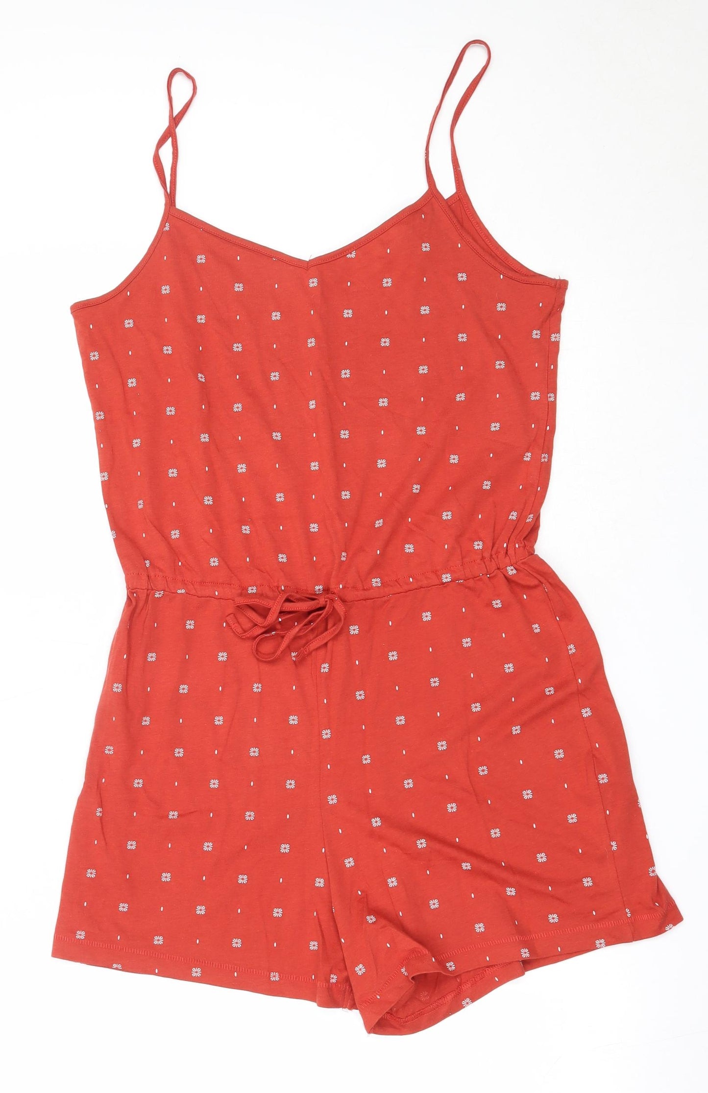 New Look Womens Orange  Cotton Playsuit One-Piece Size 10