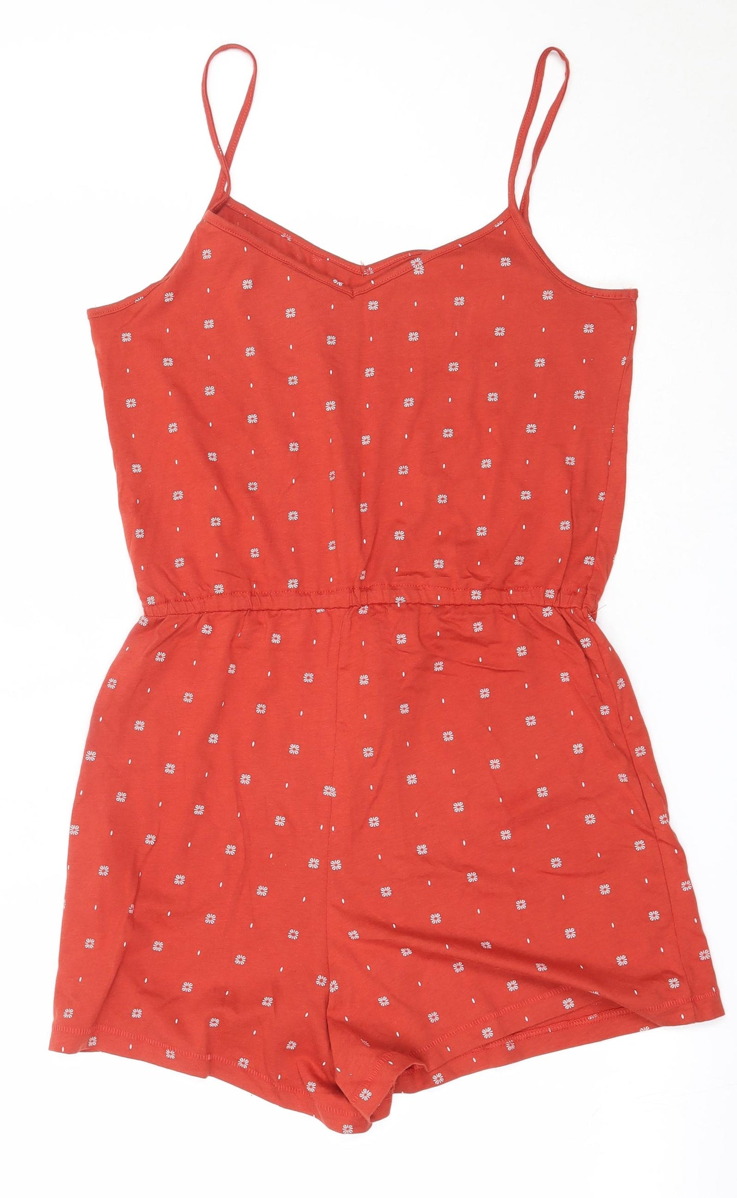 New Look Womens Orange  Cotton Playsuit One-Piece Size 10