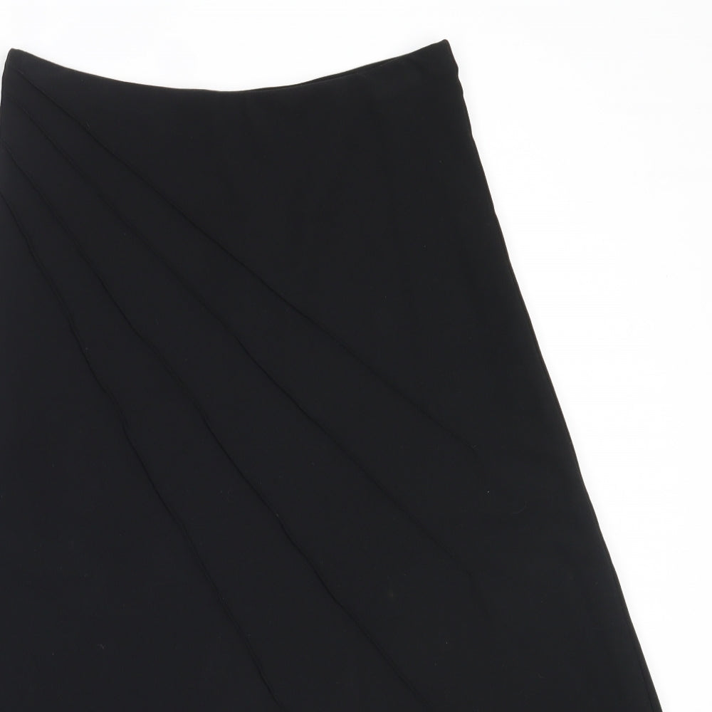 Preworn Womens Black  Viscose Flare Skirt Size 12
